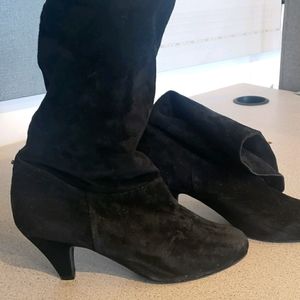 Suede black slouch booties size 9.5